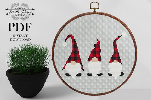 Gnomes cross stitch pattern, Christmas cross stitch pattern, Modern cross stitch pattern, Merry Christmas cross stitch pattern